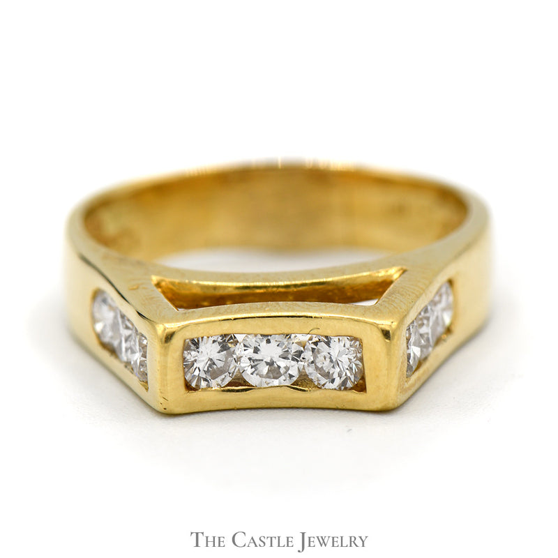 Men's 1cttw Raised Diamond Ring in 18k Yellow Gold