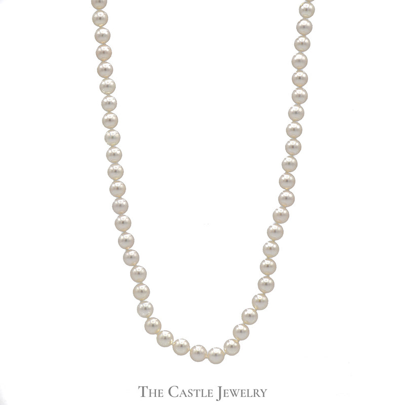 18 inch Akoya Pearl Strand Necklace 6.5-7mm in 14k Yellow Gold Fishhook Clasp