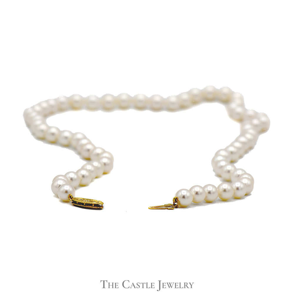 18 inch Akoya Pearl Strand Necklace 6.5-7mm in 14k Yellow Gold Fishhoo –  The Castle Jewelry