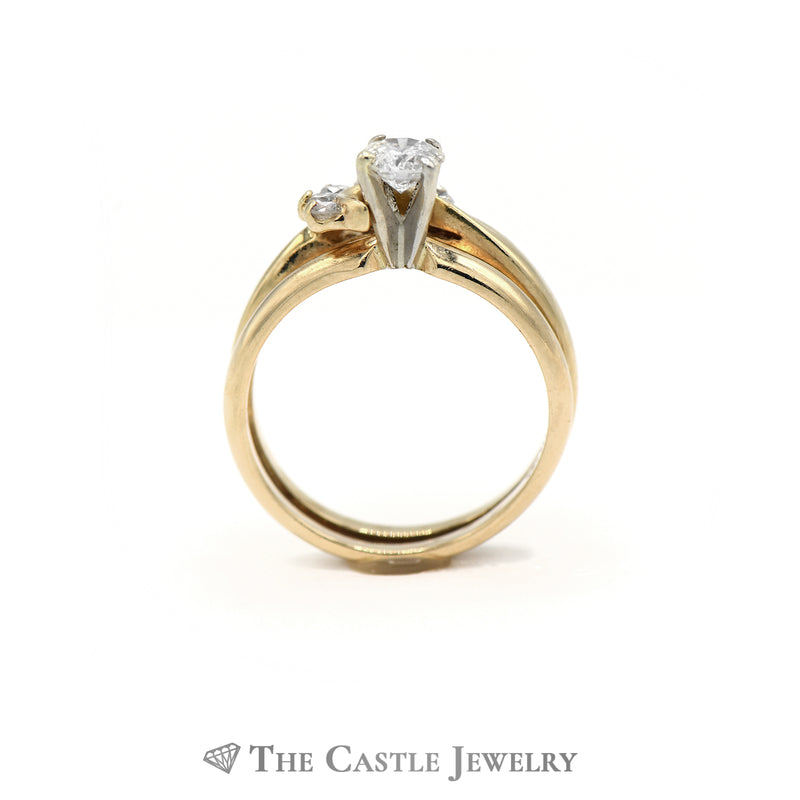 Round Diamond Bridal Set Crafted in 14k Yellow Gold Swirled Mounting