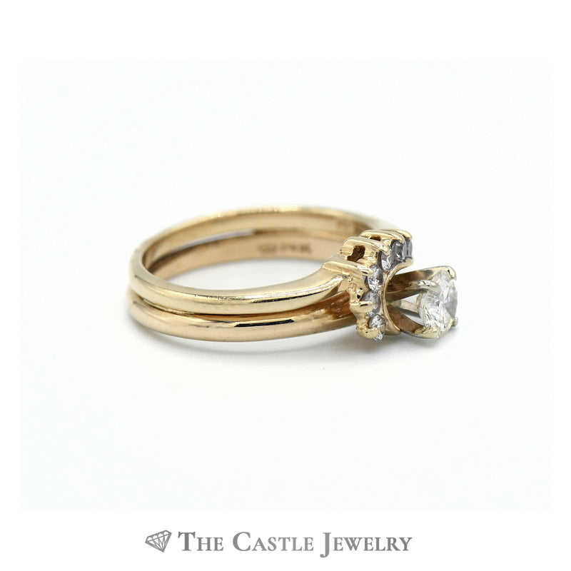 Round Diamond Bridal Set Crafted in 14k Yellow Gold Swirled Mounting