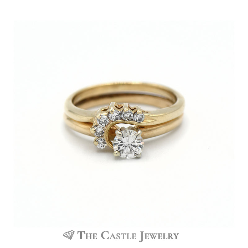 Round Diamond Bridal Set Crafted in 14k Yellow Gold Swirled Mounting