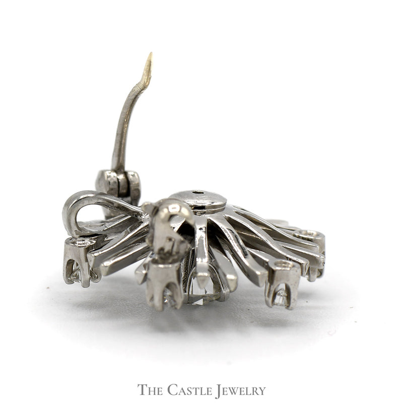 Starburst Designed Diamond Pendant/Pin Combo in 14k White Gold