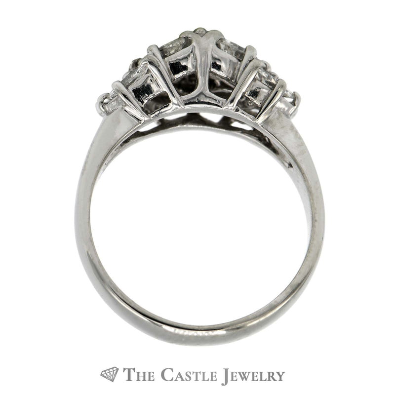 Marquise Diamond Cluster Ring with Polished Sides in 18K White Gold