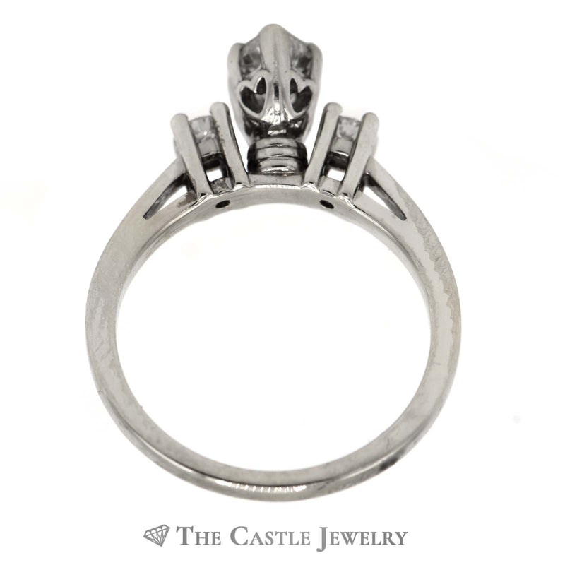 Elegant Marquise Diamond Engagement Ring with Round Diamond Accents in 14K White Gold