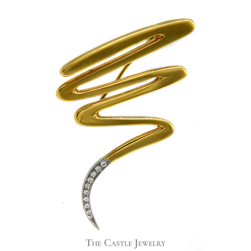 Tiffany and Co. Pave Diamond Gold Safety Pin Brooch For Sale at