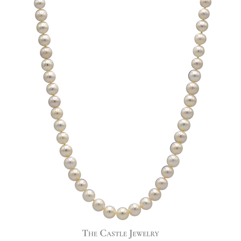 24 inch 8mm Pearl Strand Necklace with 14k Yellow Gold Ball Clasp