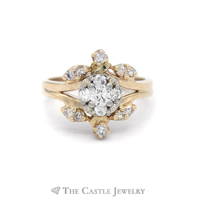.75CTTW Round Diamond Cluster Ring in "V" Shaped Design in 14KT Yellow Gold