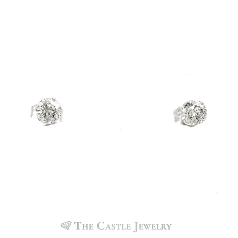 3/4cttw Round Brilliant Cut Diamond Stud Earrings in 14k White Gold