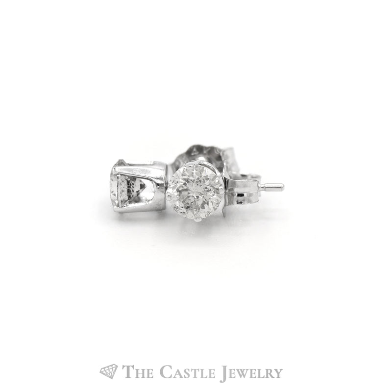 3/4cttw Round Brilliant Cut Diamond Stud Earrings in 14k White Gold