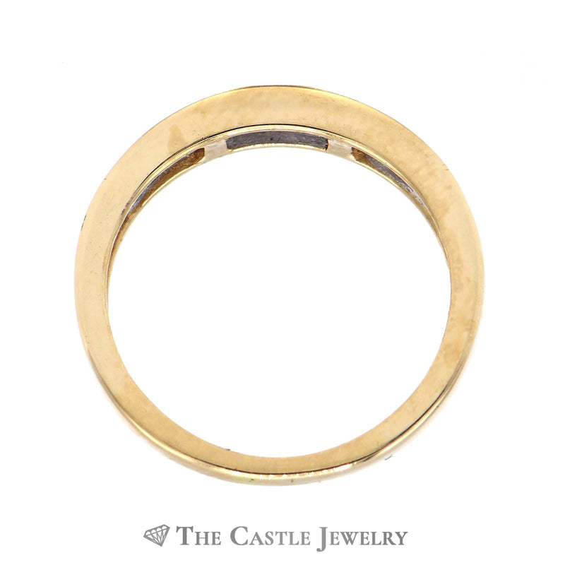 Alternating Princess Cut & Baguette Diamond Band in 14K Yellow Gold