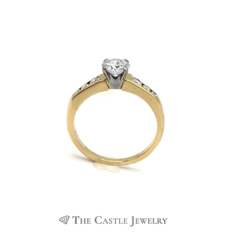 Round Diamond Engagement Ring with Channel Set Accents