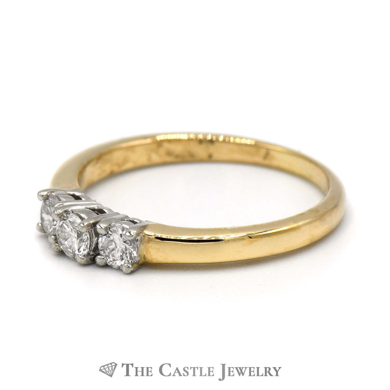 1/2cttw Three Stone Round Diamond Ring in 14k Yellow Gold