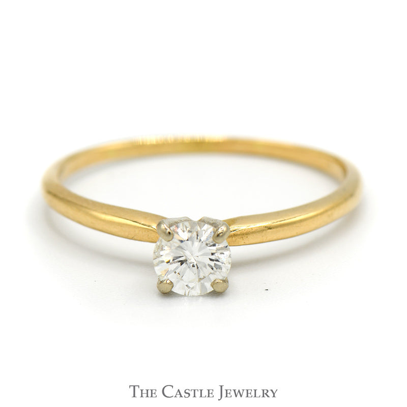 1/2ct Round Diamond Solitaire Engagement Ring in 14k Yellow Gold Tiffany Mounting