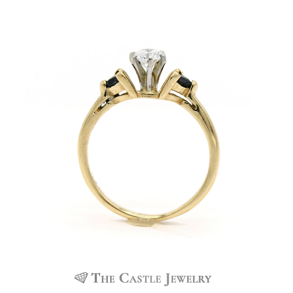 Diamond and Sapphire Bridal Set in 14KT Yellow Gold