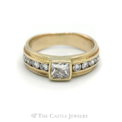 2.05CTTW Men's Diamond Band with Milgrain Sides in 14KT Yellow Gold