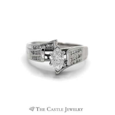 1cttw Marquise Diamond with Unique Channel Set Bypass Design