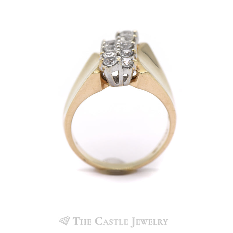 Double Column Cubic Zirconia Ring in Polished 14k Yellow Gold