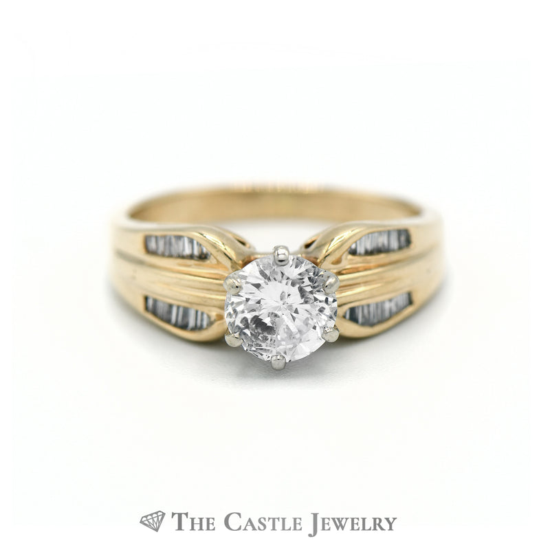 Round Brilliant Cut Diamond with Channel Set Diamond Accents