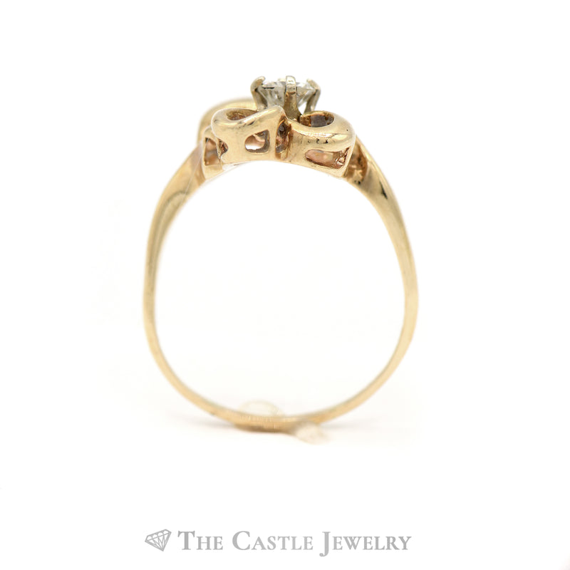 .35CT Diamond Solitaire Double Heart Designed Ring in 14KT Yellow Gold