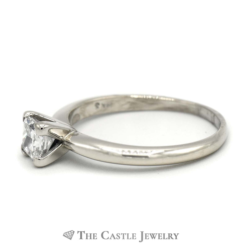 Princess Cut Diamond Solitaire .55ct Engagement Ring in 14K White Gold