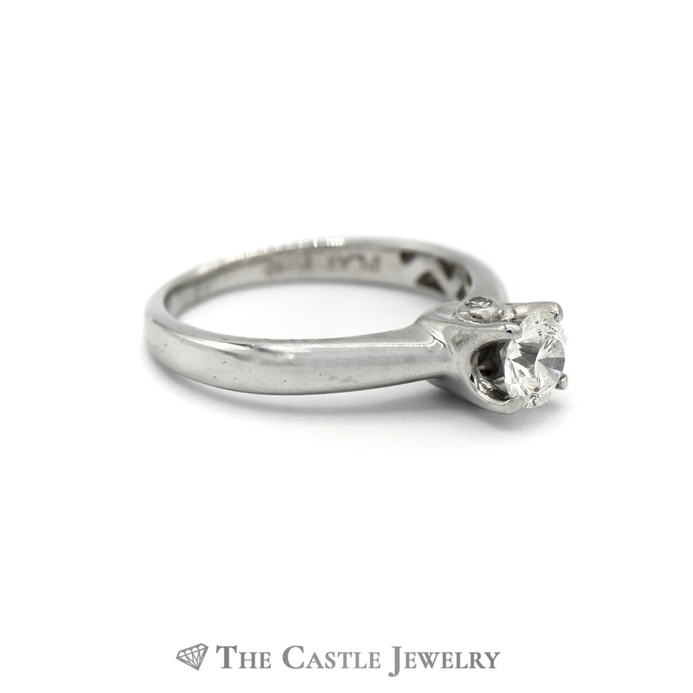 1/2 Carat Diamond Solitaire with Surprise Diamond Accents in 18K White Gold