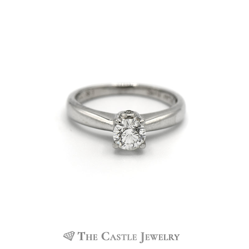 1/2 Carat Diamond Solitaire with Surprise Diamond Accents in 18K White Gold