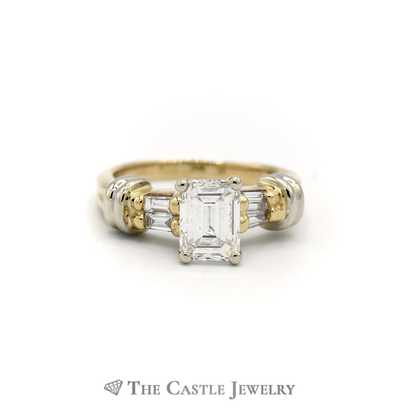 2.43cttw Emerald Cut Diamond Engagement Ring with Accents