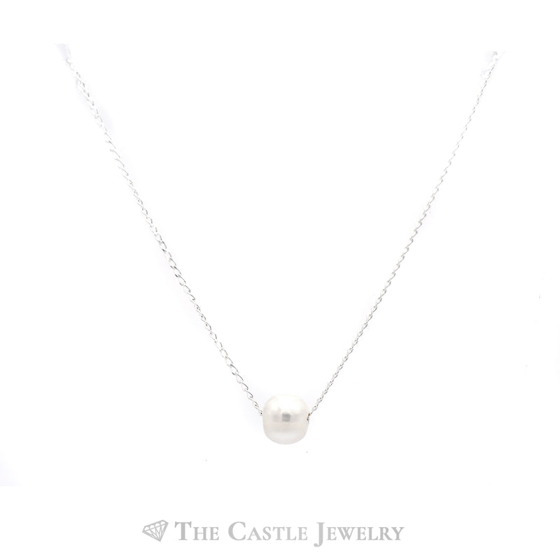 Adjustable 16-18 inch 9mm Floating Pearl Necklace in Sterling Silver