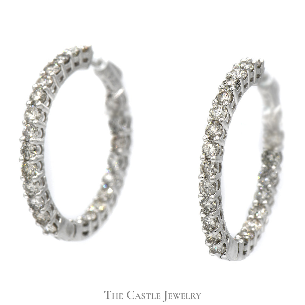 Hollywood Hoop In and Out 7cttw Diamond Earrings in 14k White Gold