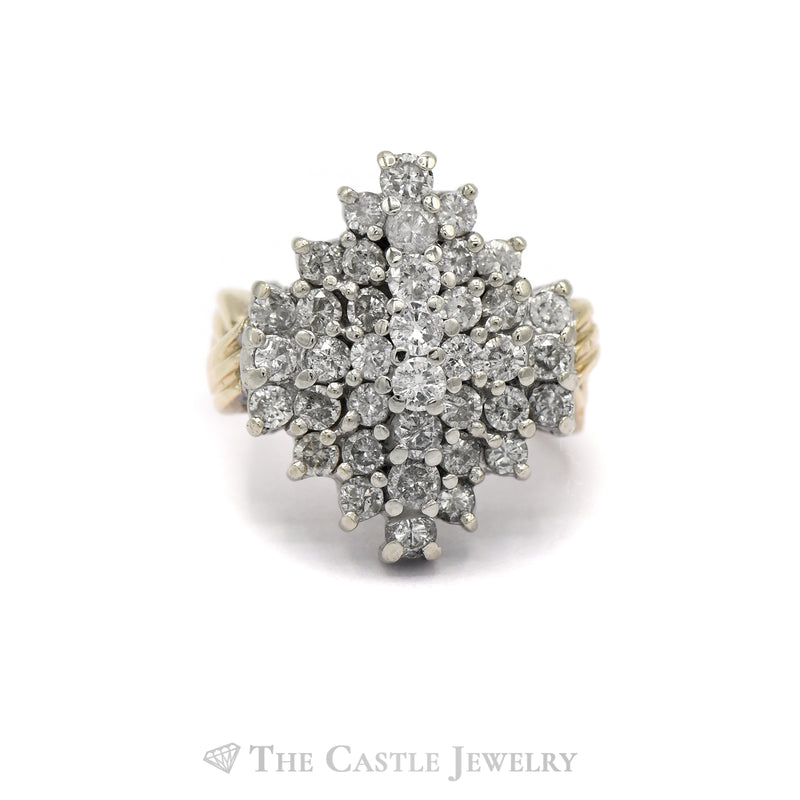 2cttw Star Shaped Diamond Cluster Ring in 14k Yellow Gold