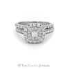 Crown Collection 1cttw Princess Cut Diamond Bridal Set with Double Diamond Halo and Accents in 14k White Gold