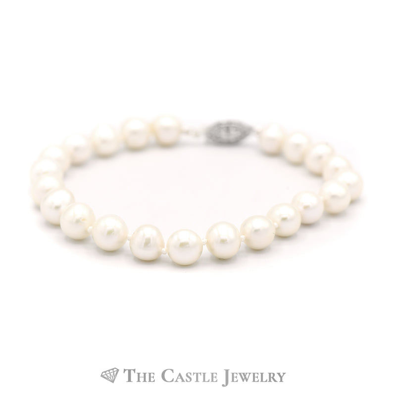 Sterling Silver Pearl Necklace, Bracelet and Earring Set
