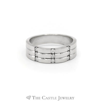 Gent's .25CTTW Round Vertical Row Diamond Band in 10KT White Gold
