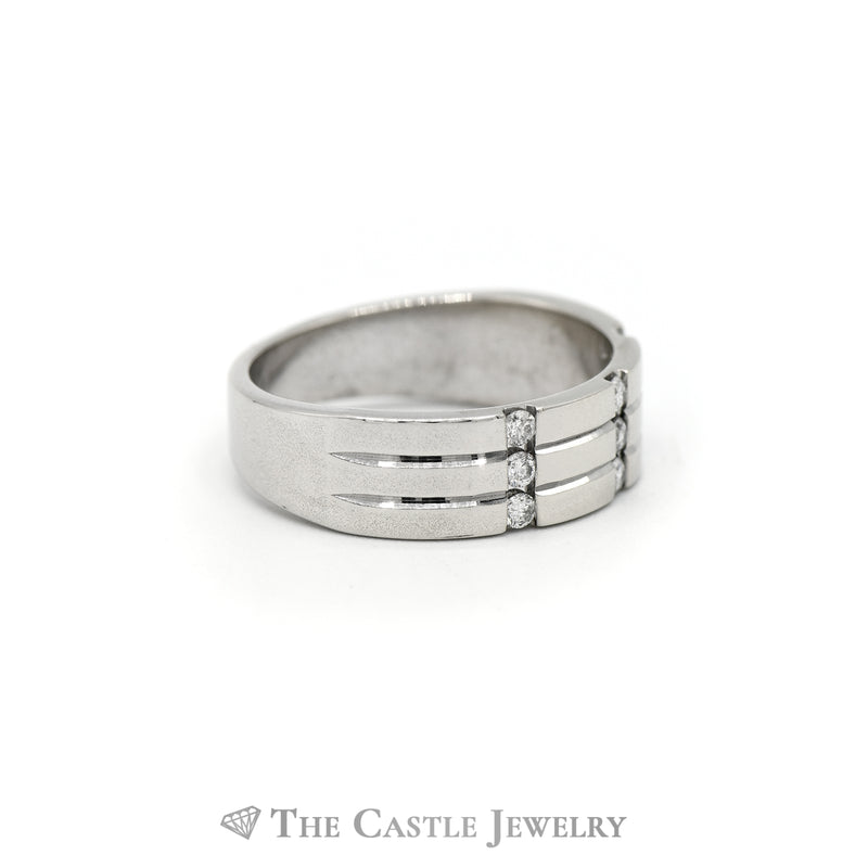Gent's .25CTTW Round Vertical Row Diamond Band in 10KT White Gold