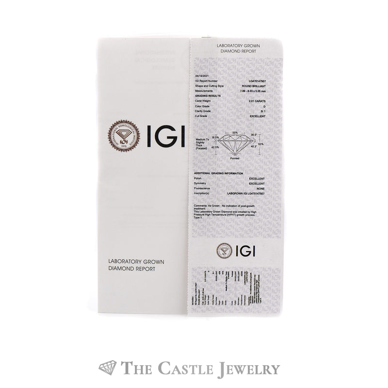 2.01CT Lab Grown Round Diamond Solitaire Engagement Ring in 14KT White Gold