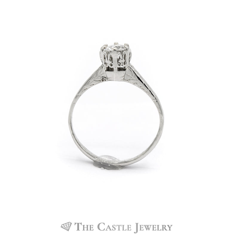 .38CT Old European Cut Diamond Solitaire Engagement Ring in 14KT White Gold