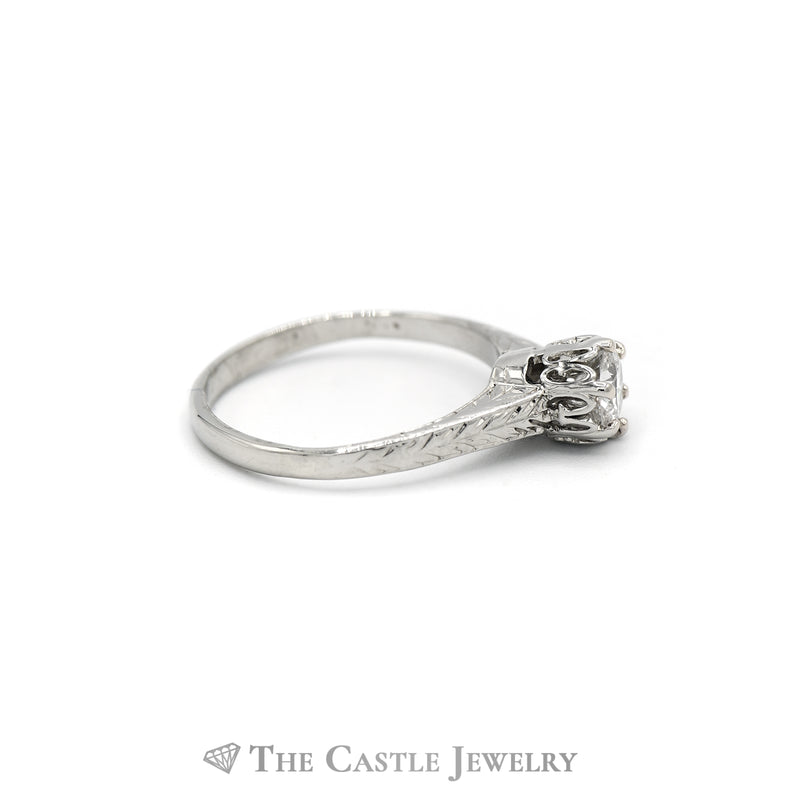 .38CT Old European Cut Diamond Solitaire Engagement Ring in 14KT White Gold