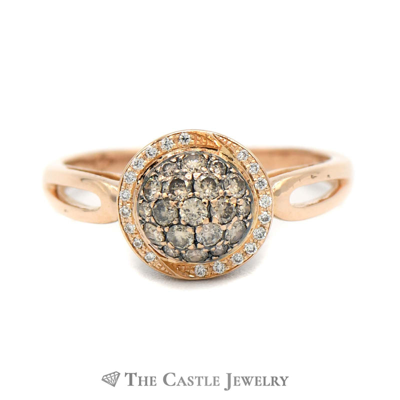 Le Vian Chocolate Diamond Cluster Ring with White Diamond Halo in 14k Rose Gold
