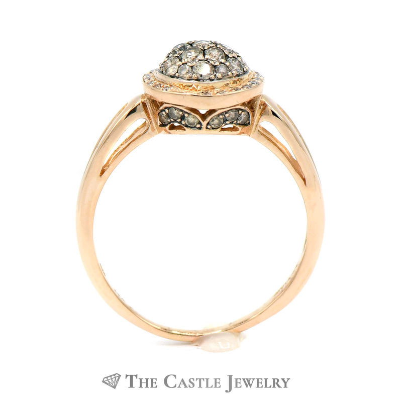 Le Vian Chocolate Diamond Cluster Ring with White Diamond Halo in 14k Rose Gold