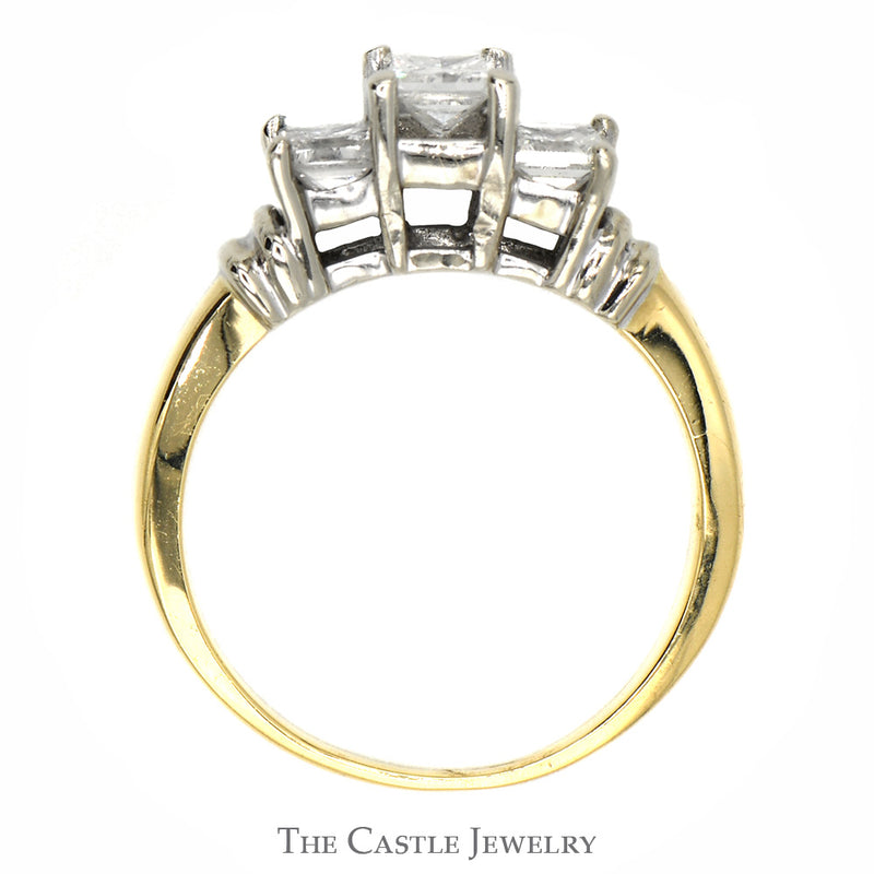 3/4cttw Princess Cut 3 Stone Diamond Engagement Ring in 14k Yellow Gold