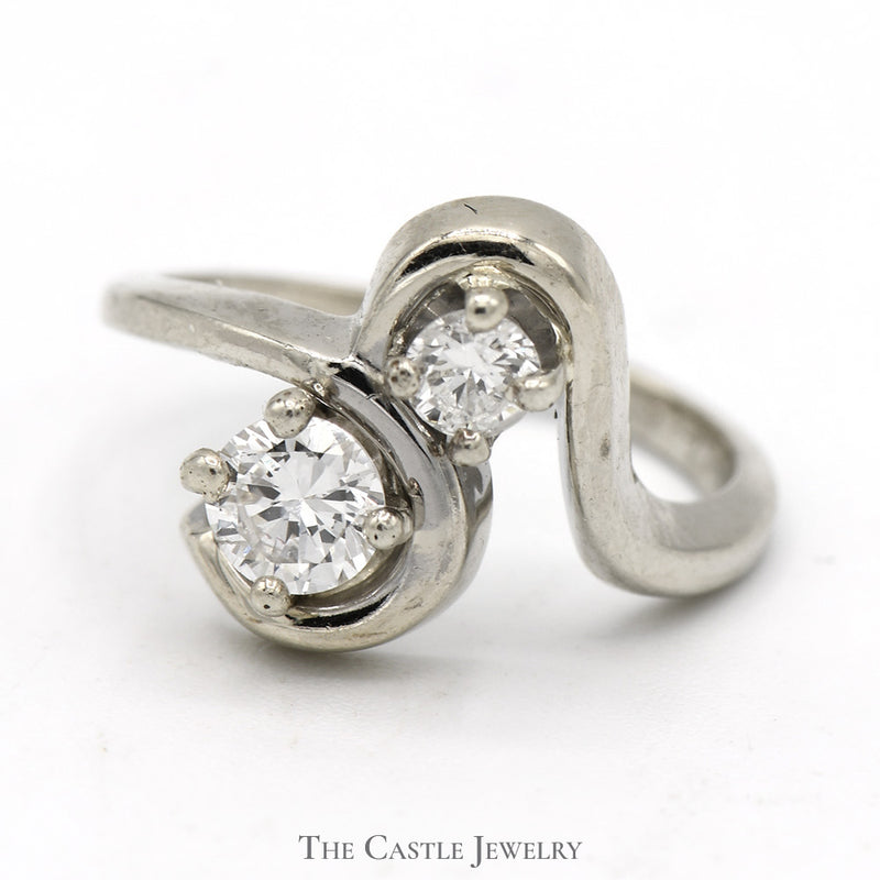 1/2cttw Double Diamond Swirl Ring in 14k White Gold