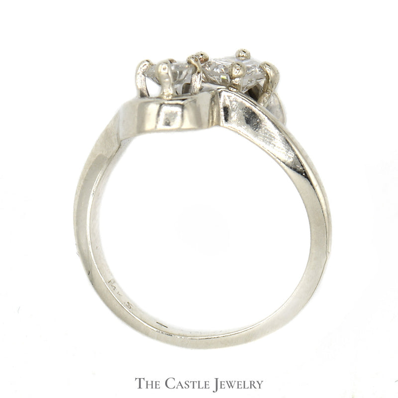 1/2cttw Double Diamond Swirl Ring in 14k White Gold