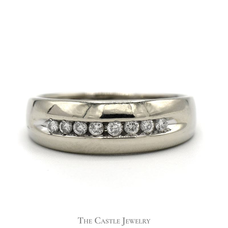 Men's 1/4cttw Nick Set Diamond Wedding Band in 14k White Gold