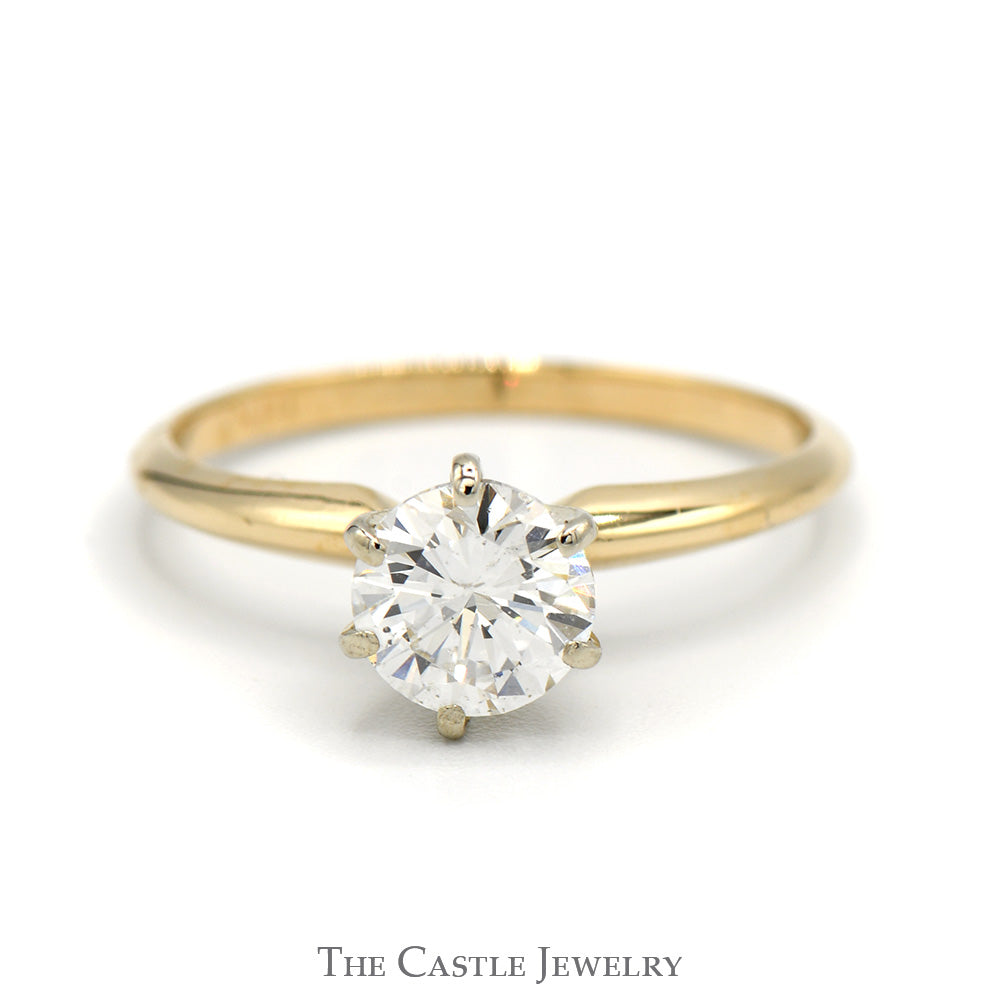 Round Diamond Solitaire Engagement Ring in 14k Yellow Gold