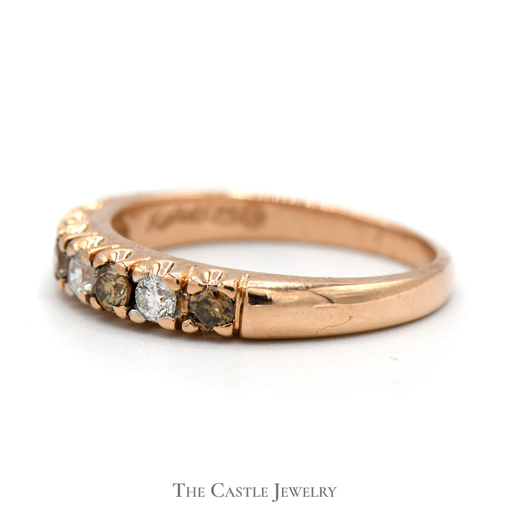 1/2cttw Round White and Cocoa Diamond Band in 14k Rose Gold