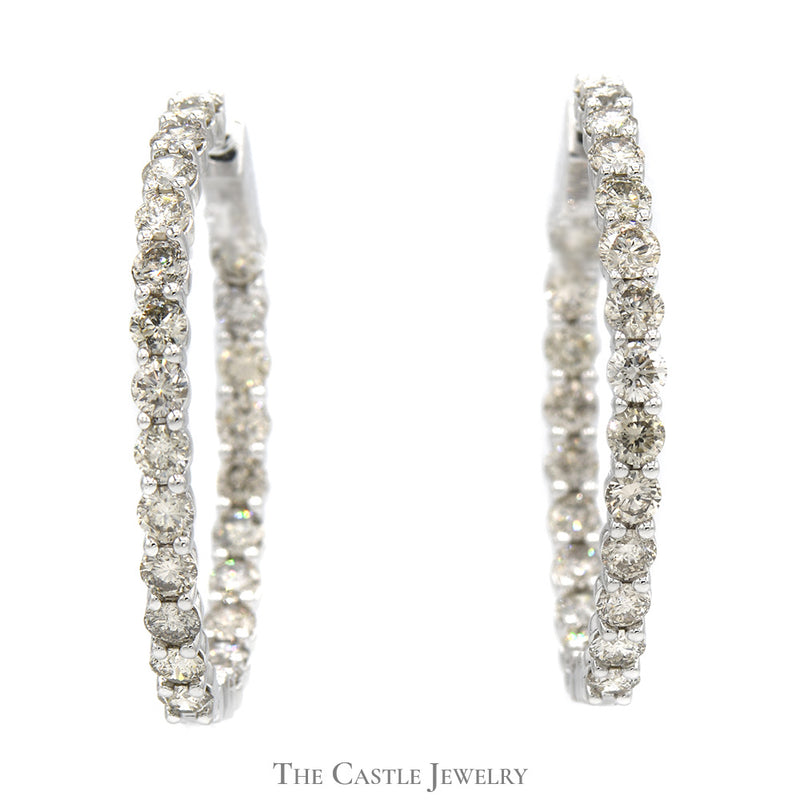 Hollywood Hoop In and Out 10cttw Diamond Earrings in 14k White Gold