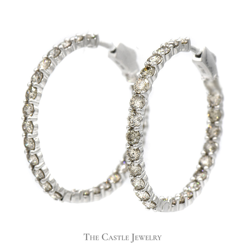 Hollywood Hoop In and Out 10cttw Diamond Earrings in 14k White Gold