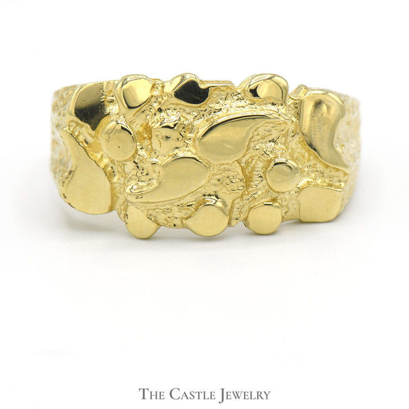 10k Yellow Gold Nugget Style Men's Ring - Size 10