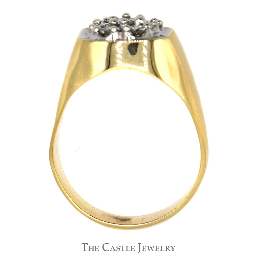 7 Diamond Cluster Men's Ring in 14k Yellow Gold
